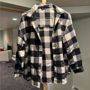 SHEIN Cozy Black and White Checkered Flannel